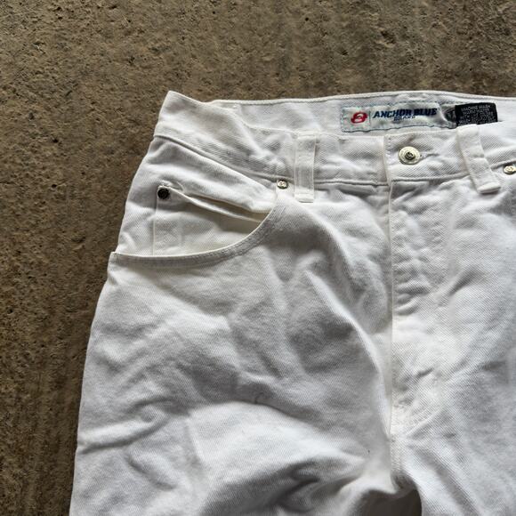 Vintage Other - VTG 90S Y2K ANCHOR BLUE BAGGY WHITE JEANS SKATER WIDE LEG FTIS MENS 32X32 STAIN